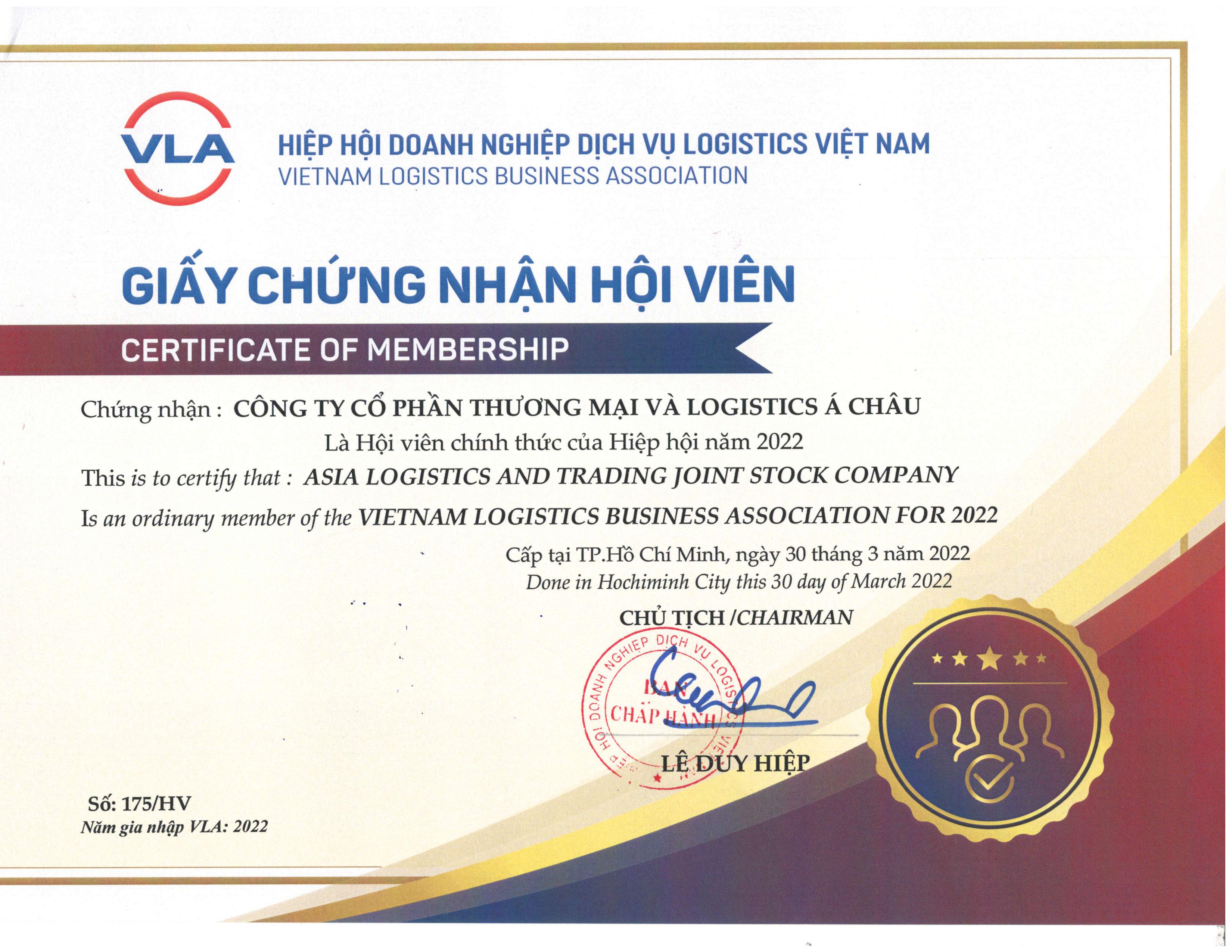 ASHICO LOGISTICS BECOMES A MEMBER OF VLA!!!